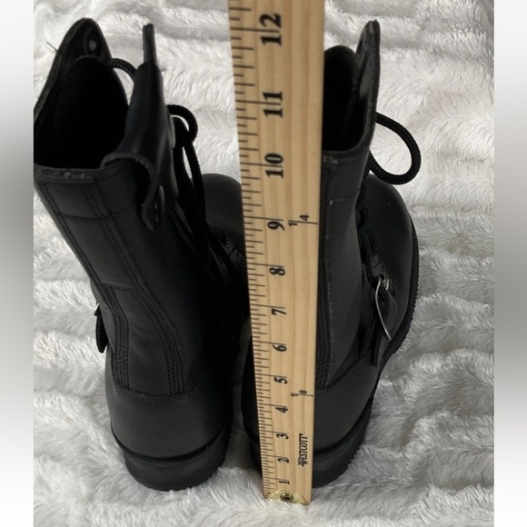 Double H Womens 7M Black Leather Zip Buckle Lace Up Motorcycle Combat Boots - Picture 12 of 14